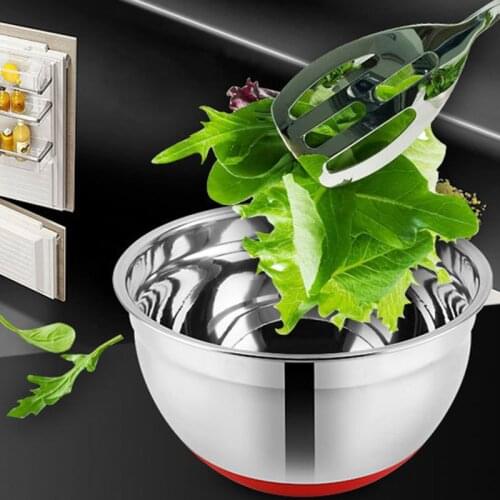 Stainless Steel Bowl with Sealing Cover without Magnetic Thickening Silicone Bottom Salad Pot Baking Egg Kitchen Utensils UD88
