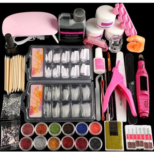 Acrylic Powder Set of Nail Drying Lamp Nail Extension Set All for Manicure Gel Polish Set Nail Art Decorations Tools Nail Kit