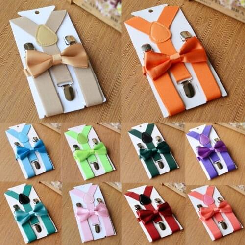 Suspenders Boy Girls Suit Belt Strap Clips Children Wedding Braces Shirt Kids Adjustable Elastic Matching Bow Tie Tuxedo Y-Back