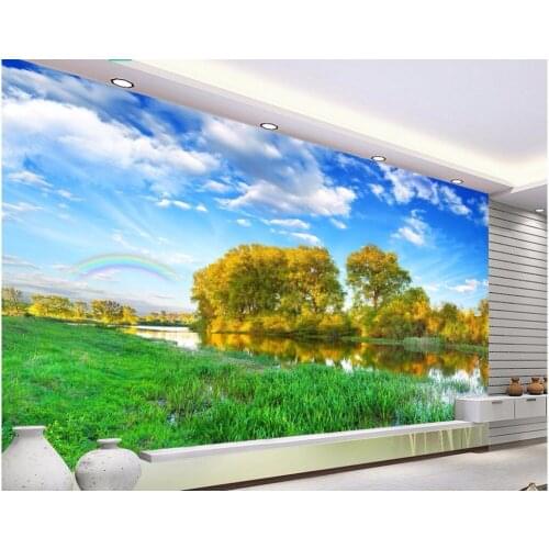Custom mural 3d wallpaper Rural natural scenery grassland river living room home decor 3d wall murals wallpaper for wall 3 d