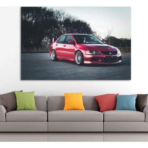 Classic Sportscar Mitsubishi Lancer Evolution VIII Wall Decor Posters Fabric Print Art Canvas Paintings Living Room Decoration