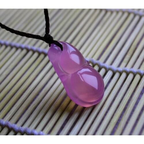 Natural A cargo ice through the moisturizing hibiscus jade powder jade pendant Lucky Ruyi blessing multi-Lu gourd pen