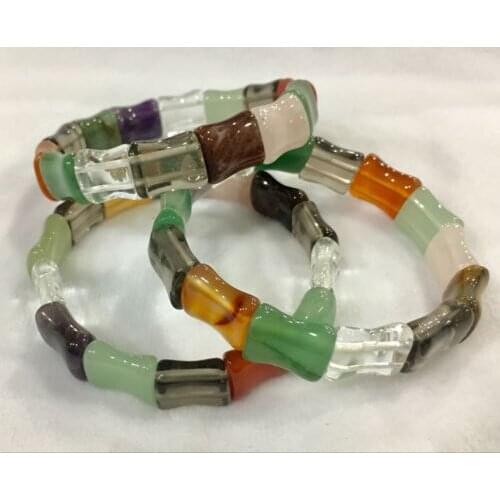 Natural 10X14MM Crystal stone Ribs Stretch Bracelet 7.5" A 1PCS