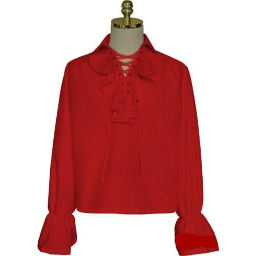 Popular Medieval Cosplay Renaissance Shirt Tops for Adult Women Men Larp Vintage Costume Fluffy Puffy Sleeves Costume