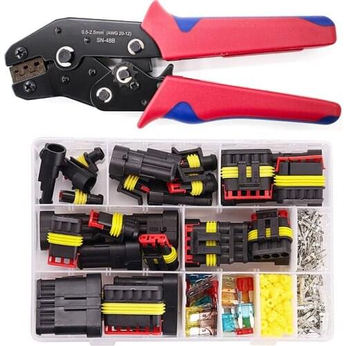 SN-48B Car Electrical Wire Connector Plug Automotive Waterproof 1/2/3/4 Pin Motocycle Truck Harness Male Female crimping pliers