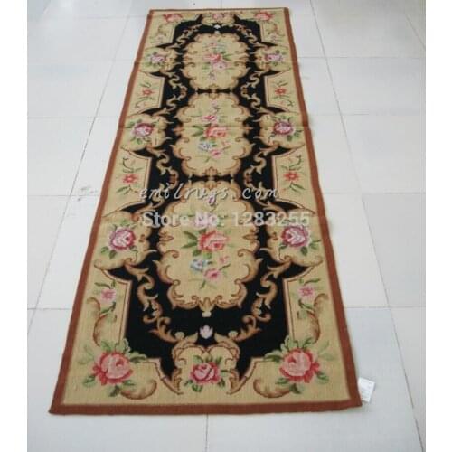 Modern Setting Hand-stitched Carpets New Price French Needlepoint 100% Wool Floral Carpet Knitted woven floor Rectangular