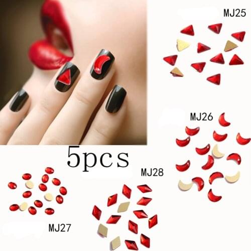 Nail Rhinestones 5pcs Glass Rhinestone For Nail Art Decorations Flatback Nail Stickers DIY Craft Art Charm Stones