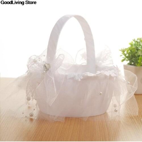 Wedding Flower Baskets Lace Diamonds Wedding Creative Wedding Bridal Hand Baskets flower girl baskets cestini matrimonio