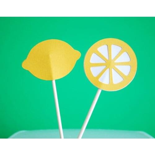 Fresh Lemons cupcake toppers birthday Party appetizer picks bridal baby shower wedding toothpicks decorations
