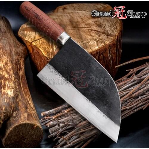 Traditional Chinese Cleaver Forged Chef Knife High Carbon Steel Kitchen Meat Slicing Vegetables Cooking Tool Slaughter Butcher