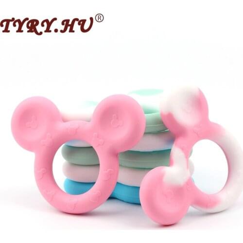 TYRY.HU Baby Silicone Teether Mouse Shaped 10pcs BPA Free Charms Necklace Accessories Newborn Shower Teething Chew DIY Pendant