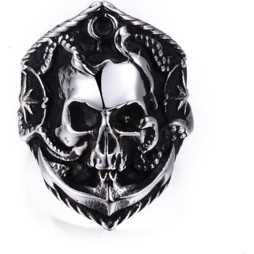 Unique party charm accessory for punk-style deep-sea skull mens rings