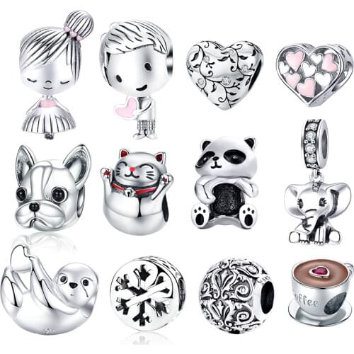 WOSTU Hot Sale Panda Bees Lucky Goldfish Alloy Charms Beads Fit PAN Original Bracelet DIY Jewelry For Women Fashion Jewelry Gift