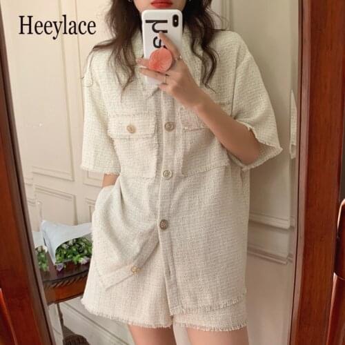 2021 Summer Casual Tassel Office Lady Sets Gentle Slim Coats + New Femme Loose Shorts Korean Style Women Two Pieces Sets Suits