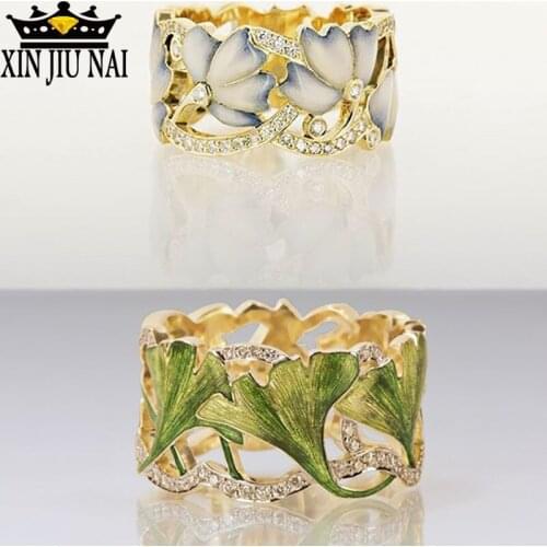 S925 silver tile mosaic color female creative style epoxy color matching butterfly enamel Vintage garden diamond rings for women
