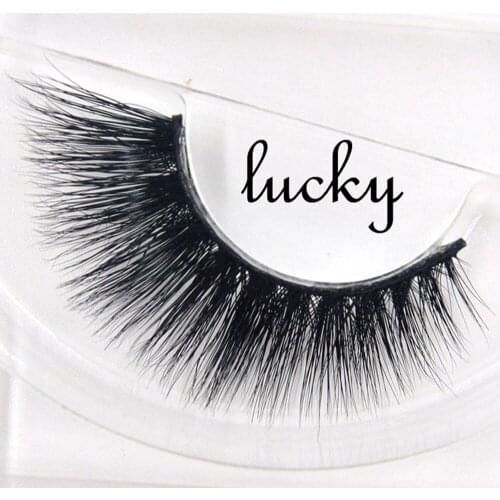 1 pair 3D Mink Eyelashes fake lashes 100% hand make Natural long false eyelash curely-free fluffy eye extension faux lash-Lucky