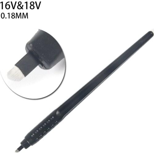 10pcs/lot Permanent Makeup Black disposable microblading pens hand tools 16V /18V 0.18mm pins needles embroidery blades