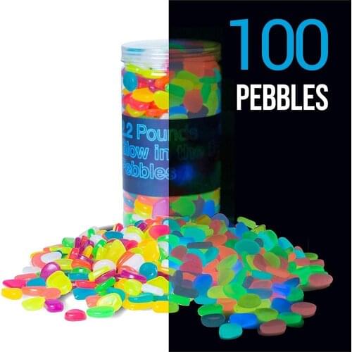 100Pcs Luminous Stones Glow in The Dark Garden Pebbles Glow Stones Fish Tank Aquarium Garden Yard Decoration Luminous Stones