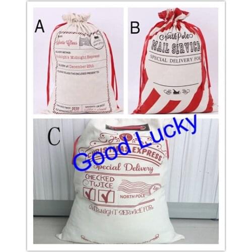 50pcs/lot free shipping santa sack gift bag christmas canvas santa sack fast delivery canvas santa sack santa bag