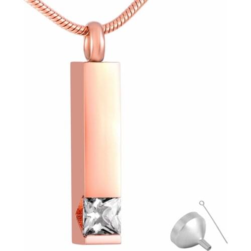 8094 Elegant Zircon Inlay 316L Stainless Steel Ashes Cremation Pendant Jewelry Necklace Memorial Keepsake