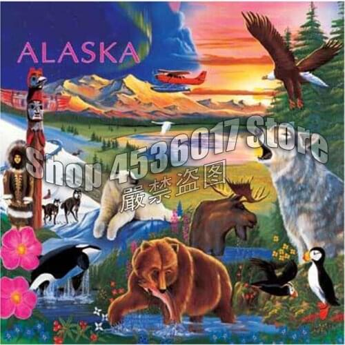 Diamond Embroidery Alaska Wildlife Wolves Wall Art Diy Diamond Painting Cross Stitch Full 5D Mosaic Decoration Decor Christmas