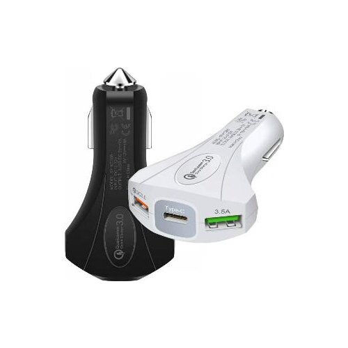 Quick Charge 3.0 Car Charger Dual USB With Type-C Port Fast Car Charging Mobile Phone Charger For iPhone Xiaomi Samsung