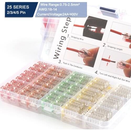 Boxed Quick Push-in Wire Connector Universal Compact 2/3/4/5 Pin Junction Box Electric Cable Wiring Terminal Block For Home