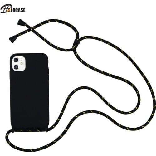 Candy Color Liquid Silicone Phone Case For iPhone 11 Pro Xs Max 7 8p XR With Lanyard Necklace Cross Body Shoulder Cord Case