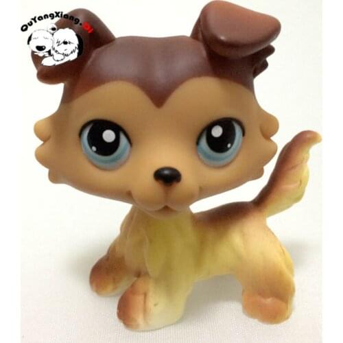 CWG046 Pet Shop Animal Rare Brown Collie Dog Puppy Blue Eyes Puzzle action Figure cute puppy
