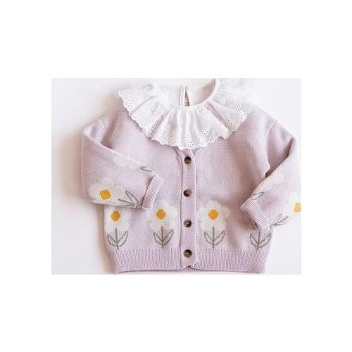 2020 Girls Winter Sweater Toddler Girl Cardigan Korean Childrens Cotton Knit Sweater V-neck Double Knitted Sweaters Jacket 2-7Y