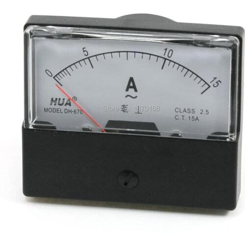 DH-670 AC 0-15A Rectangular Ampere Needle Panel Meter Gauge Amperemeter DH670