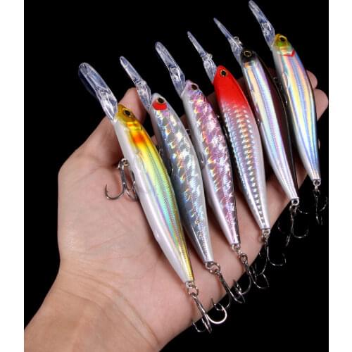 HENGJIA 1pcs 13cm 15.5g Deep Diver Laser Minnow Lure Artificial Hard Bait Diving Crankbait Trolling Wobbler for Bass Pike