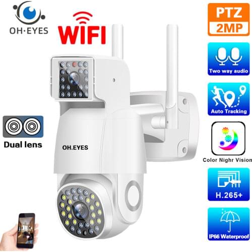 HD 1080P PTZ IP Camera Wifi Outdoor Waterproof Dual Lens CCTV Security Surveillance Camera Wireless 2MP 4X Zoom Auto Tracking