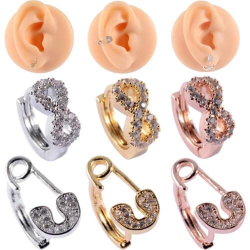 1pcs Surgical Steel Paper Clip CZ Gem Ear Studs Cartilage Helix Lobe Conch Piercing Earrings Woman Gift Ear Piercing Jewelry 20g
