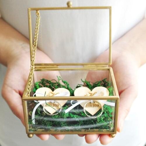 Glass Ring Box, Rustic Wedding Ring Bearer Box Geometric Ring Holder Box, Personalized Rustic Wedding Gift