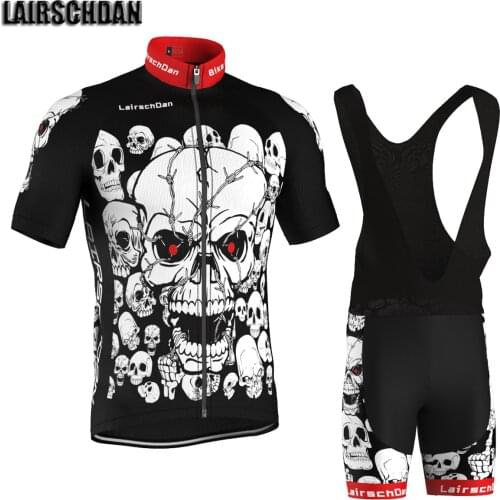 LairschDan 2021 black white skull bike jersey men cycling sets summer maillot cyclisme homme bicycle clothing suit mtb clothes