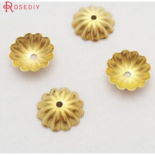 29460)100PCS 10MM Not plated color Brass Flower Beads Caps Tassel Caps Diy Jewelry Findings Accessories Wholesale