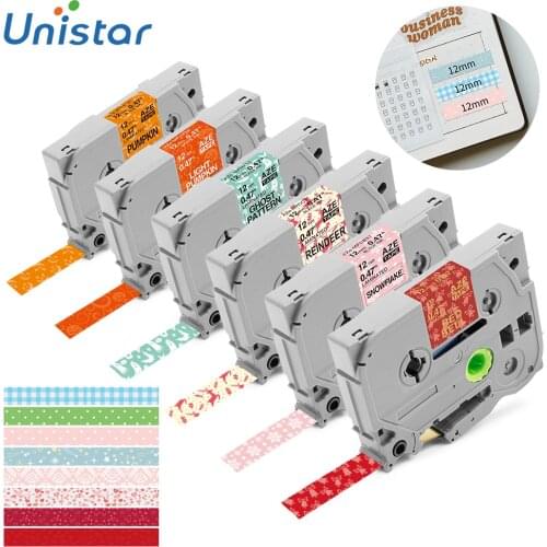 Unistar 1PCS Pattern Tapes Compatible for Brother Label Tape 12mmX8m Label Printer pth110 Label Maker tze-MPVB35 tze-MPCB31