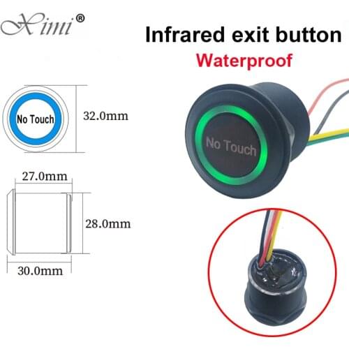 Mini Door Exit Button Switch IP68 Waterproof Access Control Infrared Exit Button No Touch Exit Switch
