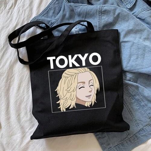Fashion Anime Keep Smile Shoulder Shopping Bag With Zip Large Tokyo Revengers Sano Manjiro Mikey Canvas Shopper Bag Pink Handbag