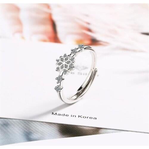 New Fashion Personality Snowflake Simple Antique Shore Flower 925 Sterling Silver Jewelry Temperament Opening Rings SR627