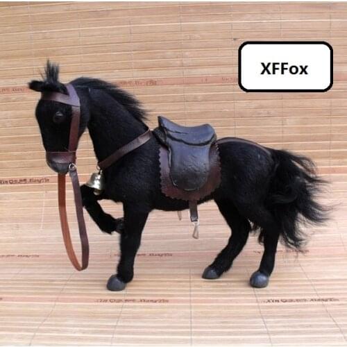 New real life black horse model plastic&furs simulation horse doll with saddles gift about 24x6x20cm xf1849