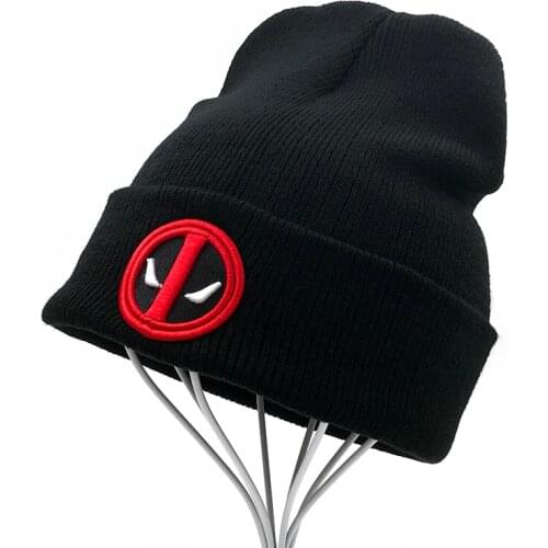 New Hot Men Women Winter Warm Beanies Hat Deadpool Heros Hat Beanie Soft Hip Hop Black Warm Knitted Caps For Men Women Skullies