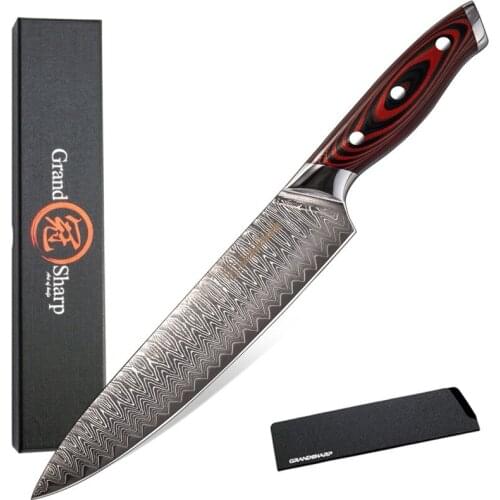 New 8 Inch Japanese Kitchen Knives 67 Layers vg10 Damascus Steel Chef Knife Meat Vegetable Cooking Cleaver Tools Gift GRANDSHARP