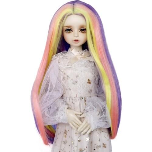 Aidolla 1/3 BJD/SD Doll Wig DIY Doll Accessories Long Curly Hair Gradient Purple Yellow High Temperature Wig For Doll Girl Gift