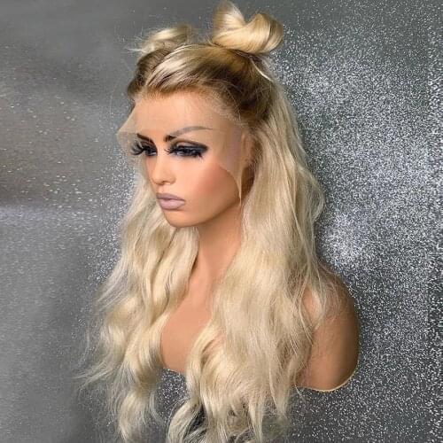 #4/613 Ombre Blonde Color 13x6 Big Lace Front Human Hair Wigs Ash Blonde Brazilian Virgin Hair Deep Lace Wigs Free Part