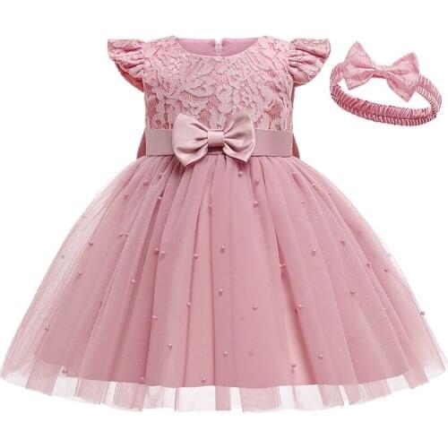 Solid Color Girls Dress Mesh Bow Princess Dress Cute Tidal Print Dresses for Girls Children Party Prom Holiday Gift Clothes