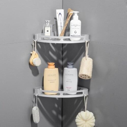 Bathroom Shelf Organizer Kitchen Organizer Shower Storage Rack Corner Rack Dual Tier Aluminum Toilet Shampoo Holder No Drill