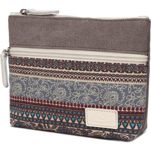 Hot Vintage Canvas Coin Purse Zipper Clutch Bag Women Cosmetic Phone Holder Wallet