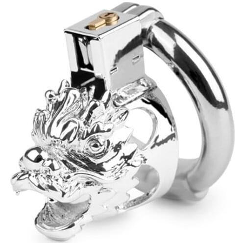 Chastity Device Dragon Head Metal Male Belt Cock Cage Penis Ring Locking Bondage Sex Toys Products For Men